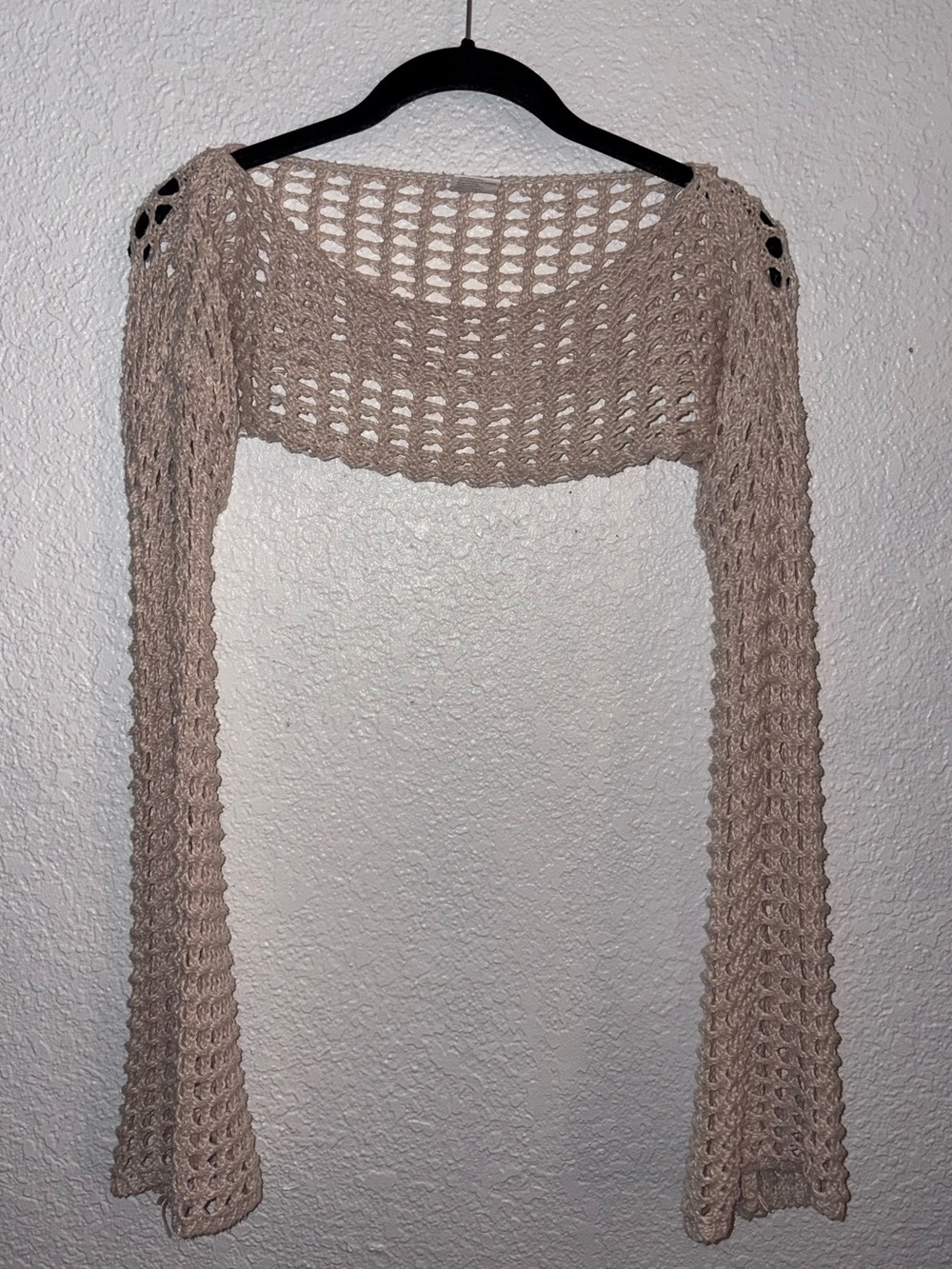 Beige Open-Knit Bolero Shrug Sweater - Women